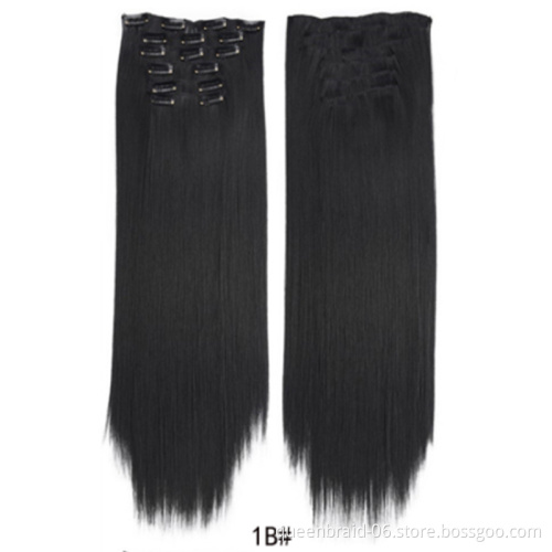 6 Pieces Clip in Hair Extensions Straight Natural Clip in Synthetic Clip in Hair for Women Long Straight Hair